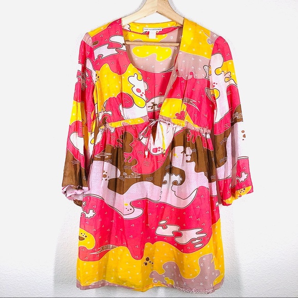 Diane Von Furstenberg Tunic Longsleeve Top / Swimsuit Cover-up Small EUC - Picture 7 of 8